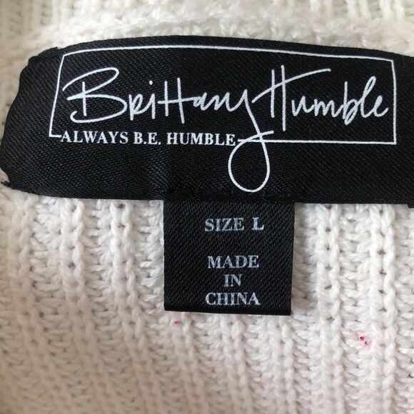 Brittany Humble Size L Color Blok Chunky Knit Boxy Sweater - Picture 4 of 5